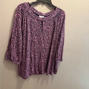 J. Jill Pink and Navy Floral Blouse